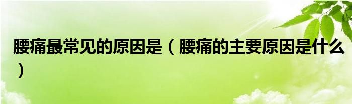 腰痛最常見的原因是（腰痛的主要原因是什么）