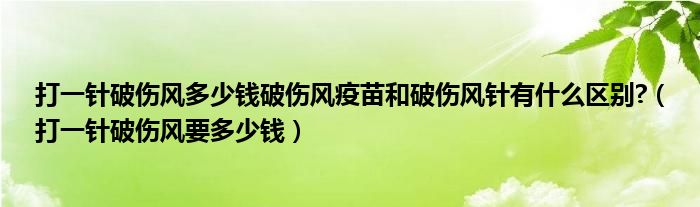 打一針破傷風(fēng)多少錢破傷風(fēng)疫苗和破傷風(fēng)針有什么區(qū)別?（打一針破傷風(fēng)要多少錢）