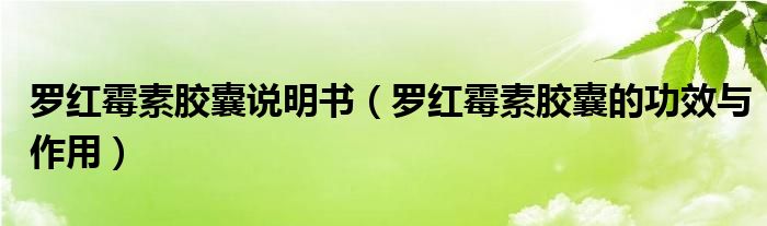 羅紅霉素膠囊說明書（羅紅霉素膠囊的功效與作用）