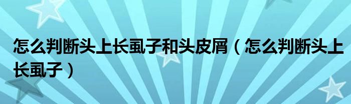 怎么判斷頭上長(zhǎng)虱子和頭皮屑（怎么判斷頭上長(zhǎng)虱子）