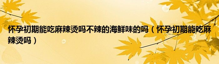 懷孕初期能吃麻辣燙嗎不辣的海鮮味的嗎（懷孕初期能吃麻辣燙嗎）