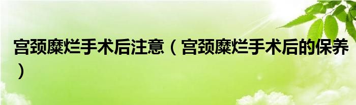 宮頸糜爛手術(shù)后注意（宮頸糜爛手術(shù)后的保養(yǎng)）