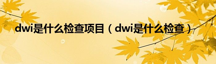 dwi是什么檢查項目（dwi是什么檢查）