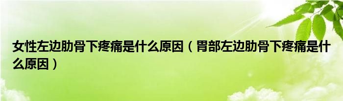 女性左邊肋骨下疼痛是什么原因（胃部左邊肋骨下疼痛是什么原因）