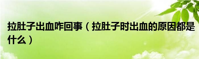 拉肚子出血咋回事（拉肚子時(shí)出血的原因都是什么）