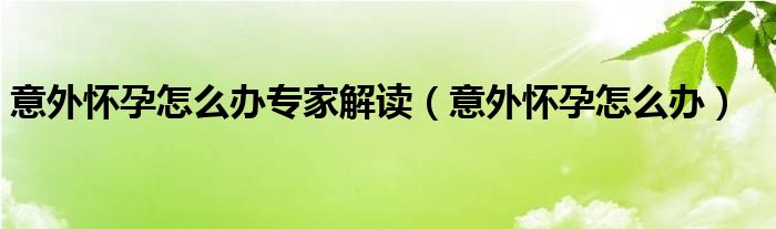 意外懷孕怎么辦專家解讀（意外懷孕怎么辦）