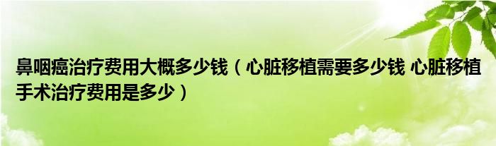 鼻咽癌治療費用大概多少錢（心臟移植需要多少錢 心臟移植手術(shù)治療費用是多少）