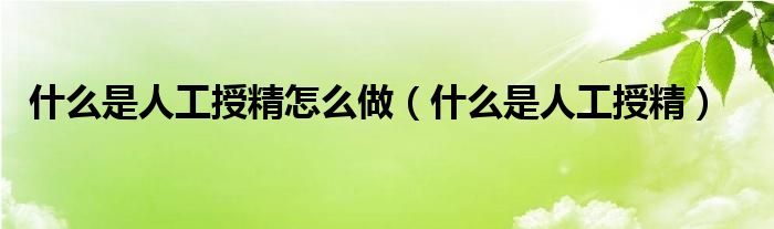 什么是人工授精怎么做（什么是人工授精）