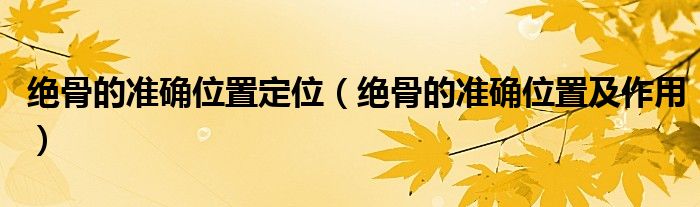 絕骨的準確位置定位（絕骨的準確位置及作用）