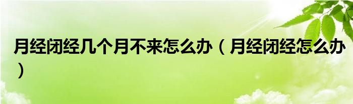 月經(jīng)閉經(jīng)幾個(gè)月不來(lái)怎么辦（月經(jīng)閉經(jīng)怎么辦）