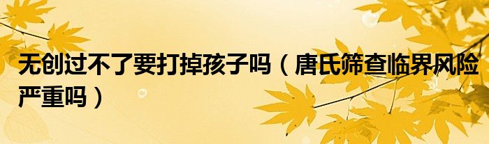 無創(chuàng)過不了要打掉孩子嗎（唐氏篩查臨界風(fēng)險(xiǎn)嚴(yán)重嗎）