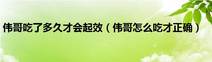 偉哥吃了多久才會起效（偉哥怎么吃才正確）