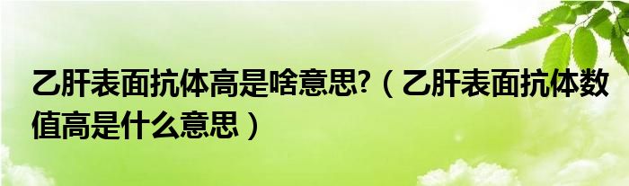 乙肝表面抗體高是啥意思?（乙肝表面抗體數(shù)值高是什么意思）