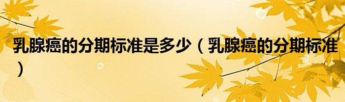 乳腺癌的分期標(biāo)準(zhǔn)是多少（乳腺癌的分期標(biāo)準(zhǔn)）