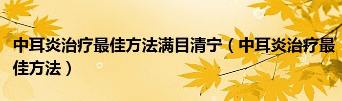 中耳炎治療最佳方法滿目清寧（中耳炎治療最佳方法）