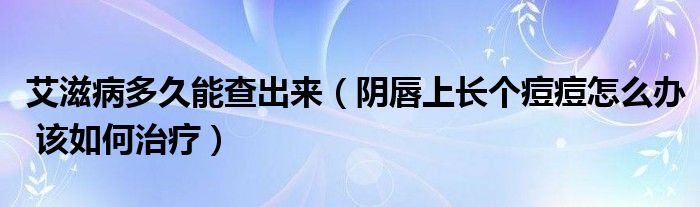 艾滋病多久能查出來（陰唇上長個痘痘怎么辦 該如何治療）