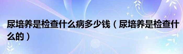 尿培養(yǎng)是檢查什么病多少錢(qián)（尿培養(yǎng)是檢查什么的）