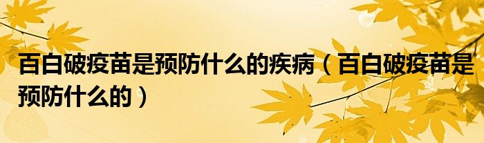 百白破疫苗是預(yù)防什么的疾?。ò侔灼埔呙缡穷A(yù)防什么的）