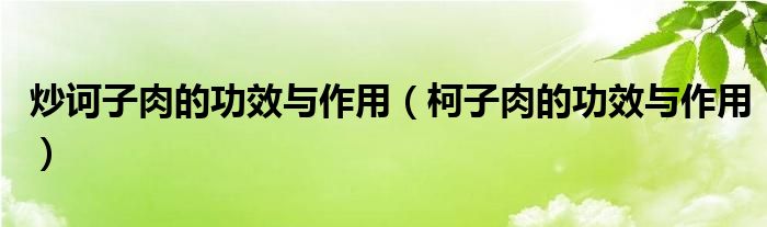 炒訶子肉的功效與作用（柯子肉的功效與作用）