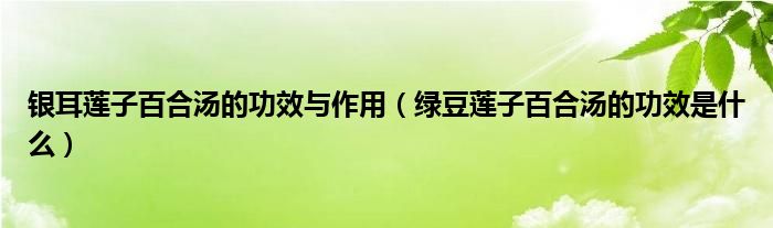 銀耳蓮子百合湯的功效與作用（綠豆蓮子百合湯的功效是什么）