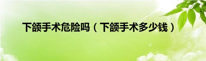 下頜手術(shù)危險(xiǎn)嗎（下頜手術(shù)多少錢）