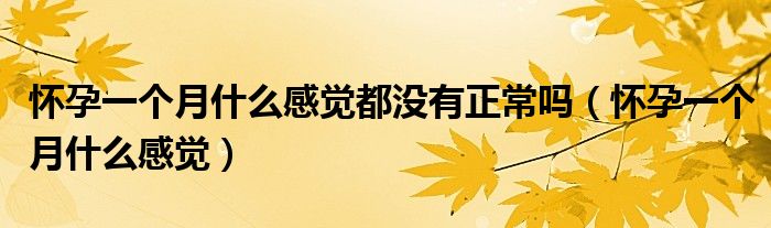 懷孕一個(gè)月什么感覺(jué)都沒(méi)有正常嗎（懷孕一個(gè)月什么感覺(jué)）