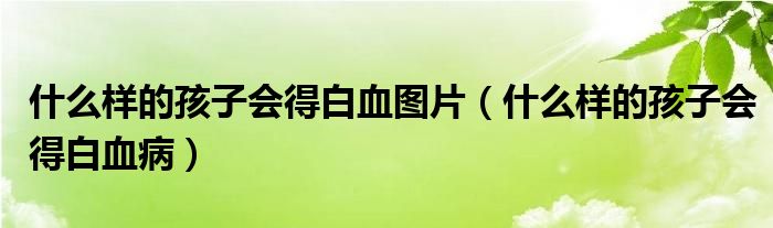 什么樣的孩子會(huì)得白血圖片（什么樣的孩子會(huì)得白血?。? /></span>
		<span id=