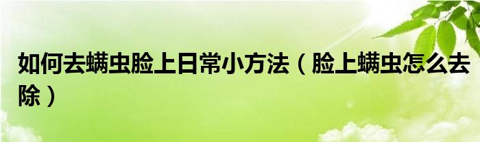 如何去螨蟲臉上日常小方法（臉上螨蟲怎么去除）