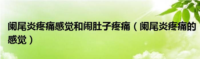 闌尾炎疼痛感覺和鬧肚子疼痛（闌尾炎疼痛的感覺）