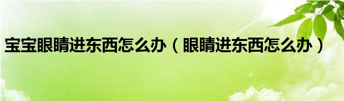 寶寶眼睛進(jìn)東西怎么辦（眼睛進(jìn)東西怎么辦）