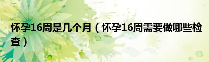 懷孕16周是幾個月（懷孕16周需要做哪些檢查）