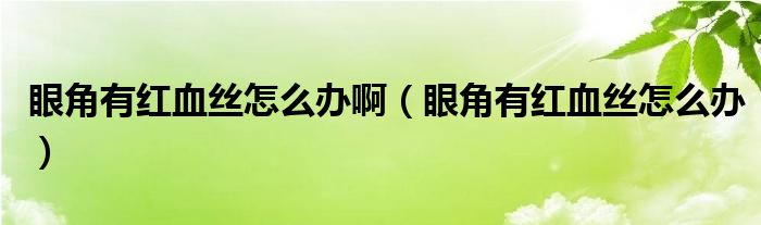 眼角有紅血絲怎么辦?。ㄑ劢怯屑t血絲怎么辦）