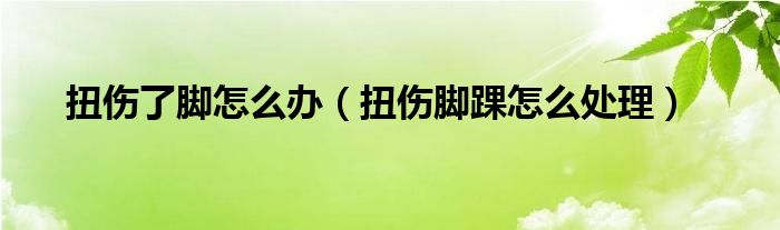 扭傷了腳怎么辦（扭傷腳踝怎么處理）