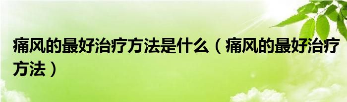 痛風(fēng)的最好治療方法是什么（痛風(fēng)的最好治療方法）