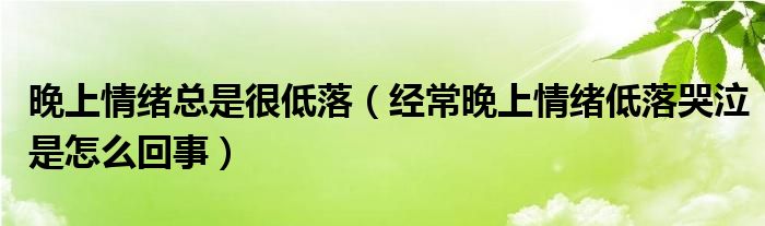 晚上情緒總是很低落（經(jīng)常晚上情緒低落哭泣是怎么回事）