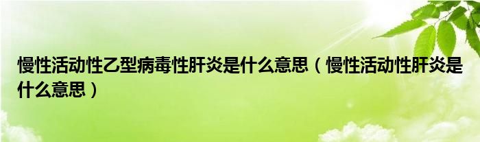 慢性活動(dòng)性乙型病毒性肝炎是什么意思（慢性活動(dòng)性肝炎是什么意思）