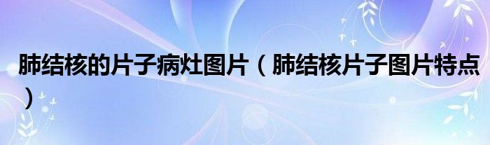 肺結(jié)核的片子病灶圖片（肺結(jié)核片子圖片特點）