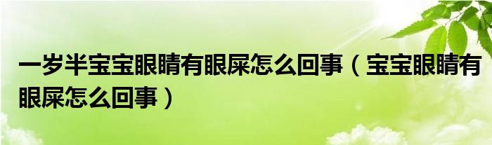 一歲半寶寶眼睛有眼屎怎么回事（寶寶眼睛有眼屎怎么回事）