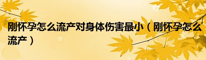 剛懷孕怎么流產(chǎn)對身體傷害最?。▌倯言性趺戳鳟a(chǎn)）