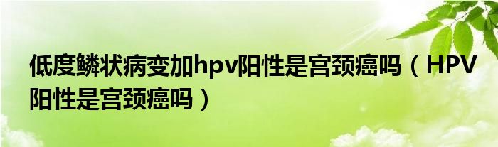 低度鱗狀病變加hpv陽性是宮頸癌嗎（HPV陽性是宮頸癌嗎）