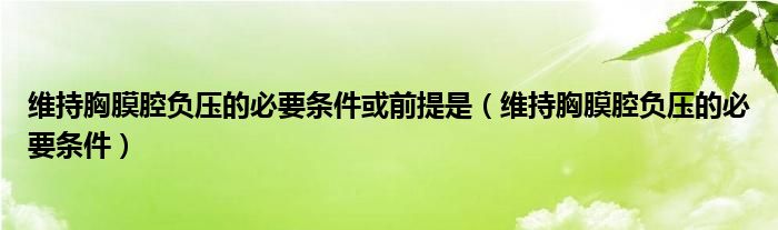 維持胸膜腔負(fù)壓的必要條件或前提是（維持胸膜腔負(fù)壓的必要條件）