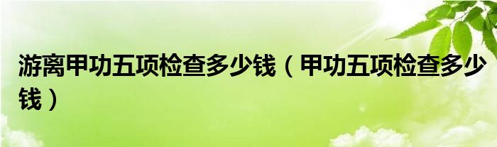 游離甲功五項(xiàng)檢查多少錢（甲功五項(xiàng)檢查多少錢）