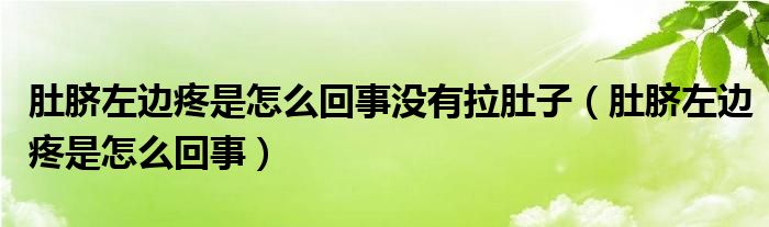 肚臍左邊疼是怎么回事沒有拉肚子（肚臍左邊疼是怎么回事）