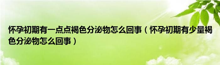 懷孕初期有一點(diǎn)點(diǎn)褐色分泌物怎么回事（懷孕初期有少量褐色分泌物怎么回事）