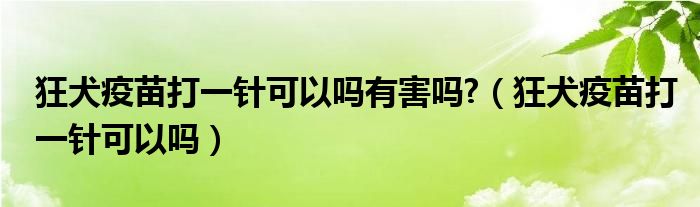 狂犬疫苗打一針可以嗎有害嗎?（狂犬疫苗打一針可以嗎）