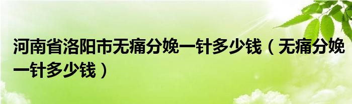 河南省洛陽(yáng)市無(wú)痛分娩一針多少錢(qián)（無(wú)痛分娩一針多少錢(qián)）