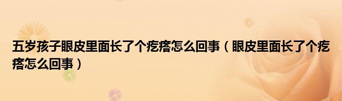 五歲孩子眼皮里面長了個疙瘩怎么回事（眼皮里面長了個疙瘩怎么回事）