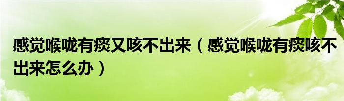 感覺(jué)喉嚨有痰又咳不出來(lái)（感覺(jué)喉嚨有痰咳不出來(lái)怎么辦）