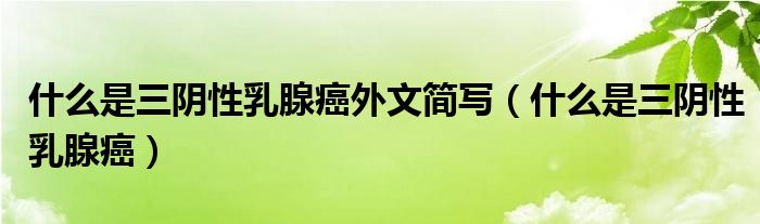 什么是三陰性乳腺癌外文簡(jiǎn)寫（什么是三陰性乳腺癌）