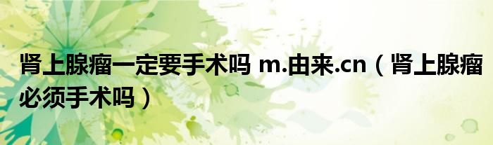 腎上腺瘤一定要手術(shù)嗎 m.由來.cn（腎上腺瘤必須手術(shù)嗎）